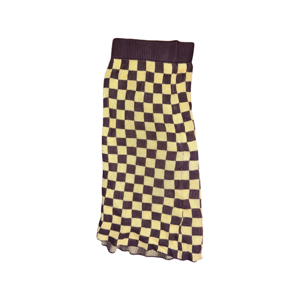 Brown and yellow checkered Fashion Brand Company soft knit pencil skirt